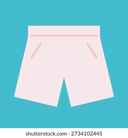 Vector flat illustration with shorts, sport clothes, as part of tennis equipment for sport game or world championship. Minimalistic simple concept, clipart sport collection