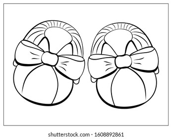 Vector flat illustration with silhouette of baby booties. Isolated shoes on a white background. Simple element for logo or icon design. Vector stock illustration.