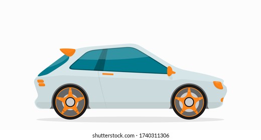 Vector flat illustration of small city car icon
