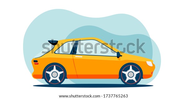 Vector flat\
illustration of small city car\
icon