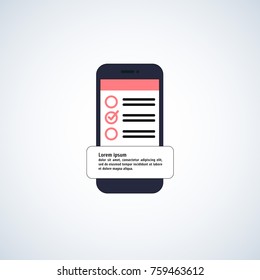 Vector Flat Illustration Of Smartphone With Multiple Choice Test