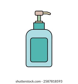 Vector flat illustration of a soap dispenser. Perfect for hygiene, bathroom decor, cleaning supplies, and personal care-related designs.