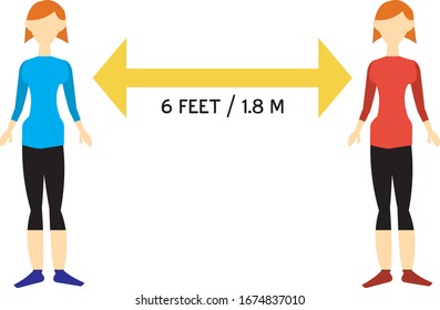 Vector flat illustration of social distancing to prevent corona virus (covid-19) contagion 