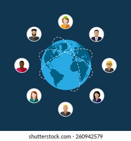 vector flat illustration of society members. population. modern society or global network concept. communication concept 