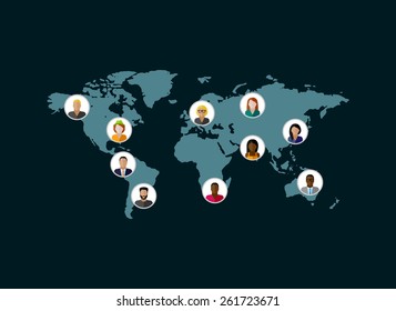 vector flat illustration of society members. population. modern society or global network concept. communication concept 