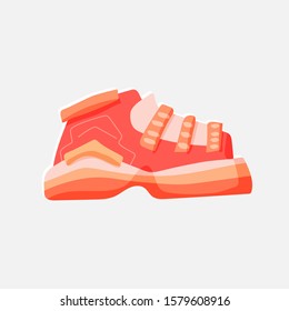 Vector flat illustration of sport casual city sport shoes. Active sport equipment, sneakers icon isolated on white background,