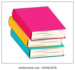 Vector flat illustration with a stack of books. Isolated elements on a white background. Simple element for logo or icon design. Vector stock illustration.