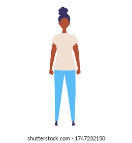 Vector flat illustration of standing woman. Concept for the business and social issues design. Vector illustration in flat style.