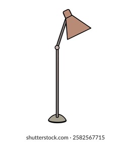 Vector flat illustration of a stylish floor lamp. Perfect for home decor, interior design, lighting, furniture, and modern living spaces.