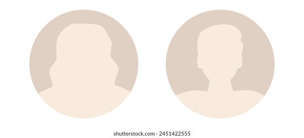 Vector flat illustration. Stylish pastel profile of a woman and a man. Avatar, user profile, person icon, silhouette, profile picture. Suitable for social network profiles, icons.