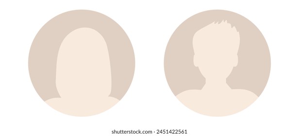 Vector flat illustration. Stylish pastel profile of a woman and a man. Avatar, user profile, person icon, silhouette, profile picture. Suitable for social network profiles, icons.