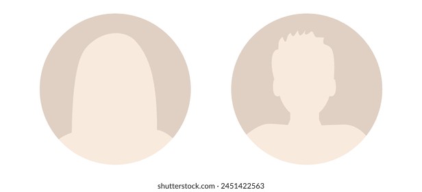 Vector flat illustration. Stylish pastel profile of a woman and a man. Avatar, user profile, person icon, silhouette, profile picture. Suitable for social network profiles, icons.