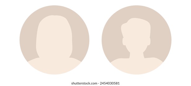 Vector flat illustration. Stylish pastel profile of a woman and a man. Avatar, user profile, person icon, silhouette, profile picture. Suitable for social network profiles, icons.
