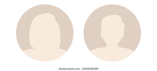 Vector flat illustration. Stylish pastel profile of a woman and a man. Avatar, user profile, person icon, silhouette, profile picture. Suitable for social network profiles, icons.