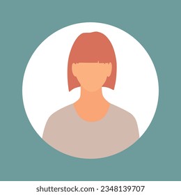 Vector flat illustration. Stylish profile of a woman. Avatar, user profile, person icon, silhouette, profile picture. Suitable for social media profiles, icons, screensavers and as a template.