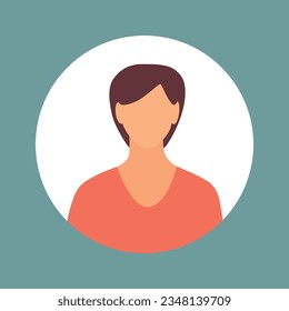 Vector flat illustration. Stylish profile of a woman. Avatar, user profile, person icon, silhouette, profile picture. Suitable for social media profiles, icons, screensavers and as a template.