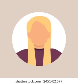 Ilustración plana de Vector. Perfil elegante de una mujer. Avatar, perfil de usuario, icono de persona, silueta, imagen de perfil. Adecuado para perfiles de redes sociales, íconos, protectores de pantalla y como Plantilla.