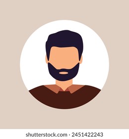 Vector flat illustration. Stylish profile of a man. Avatar, user profile, person icon, silhouette, profile picture. Suitable for social media profiles, icons, screensavers and as a template.