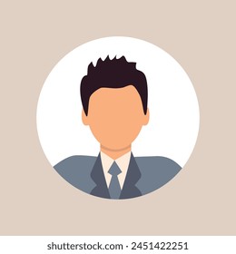Vector flat illustration. Stylish profile of a man. Avatar, user profile, person icon, silhouette, profile picture. Suitable for social media profiles, icons, screensavers and as a template.