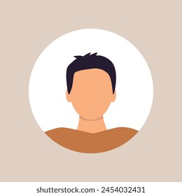 Ilustración plana de Vector. Perfil elegante de un hombre. Avatar, perfil de usuario, icono de persona, silueta, imagen de perfil. Adecuado para perfiles de redes sociales, íconos, protectores de pantalla y como Plantilla.