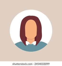Ilustración plana de Vector. Perfil elegante de una mujer. Avatar, perfil de usuario, icono de persona, silueta, imagen de perfil. Adecuado para perfiles de redes sociales, íconos, protectores de pantalla y como Plantilla.