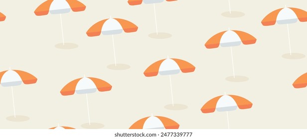 Vector flat illustration. Summer vacation concept. Used as background mockup for banner design. Horizontal seamless posters, wallpapers.