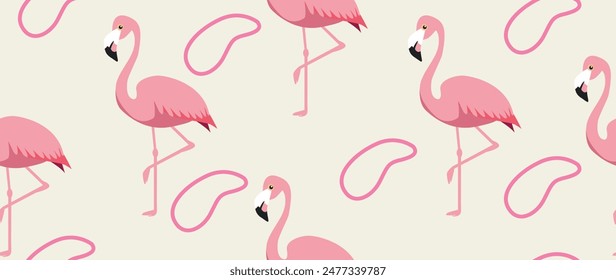 Vector flat illustration. Summer vacation concept. Used as background mockup for banner design. Horizontal seamless posters, wallpapers.