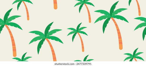 Vector flat illustration. Summer vacation concept. Used as background mockup for banner design. Horizontal seamless posters, wallpapers.