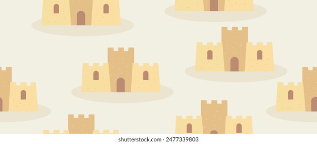 Vector flat illustration. Summer vacation concept. Used as background mockup for banner design. Horizontal seamless posters, wallpapers.