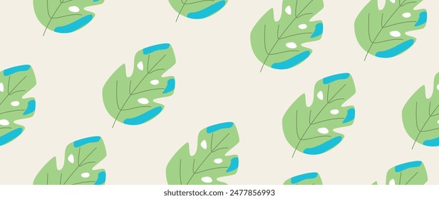 Vector flat illustration. Summer vacation concept. Used as background mockup for banner design. Horizontal seamless posters, wallpapers.