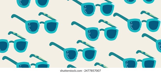 Vector flat illustration. Summer vacation concept. Used as background mockup for banner design. Horizontal seamless posters, wallpapers.