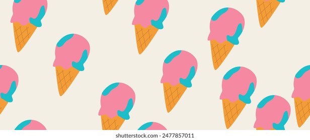 Vector flat illustration. Summer vacation concept. Used as background mockup for banner design. Horizontal seamless posters, wallpapers.
