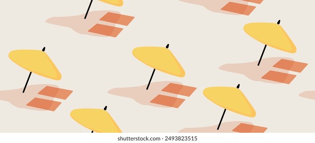 Vector flat illustration. Summer vacation concept. Seamless pattern. Used as background mockup for banner design. Horizontal seamless posters, wallpapers.