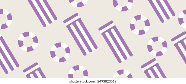 Vector flat illustration. Summer vacation concept. Seamless pattern. Used as background mockup for banner design. Horizontal seamless posters, wallpapers.