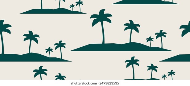 Vector flat illustration. Summer vacation concept. Seamless pattern. Used as background mockup for banner design. Horizontal seamless posters, wallpapers.