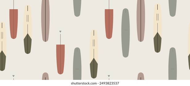 Vector flat illustration. Summer vacation concept. Seamless pattern. Used as background mockup for banner design. Horizontal seamless posters, wallpapers.