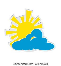 Vector flat illustration of sun and cloud.