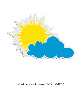 Vector flat illustration of sun and cloud.