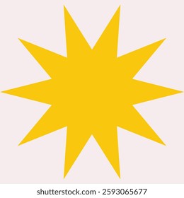 Vector flat illustration with sun as symbol of warmth, light, summer happy vibe. White background and yellow star shines and gives energy with joy. Minimalistic concept, clipart collection
