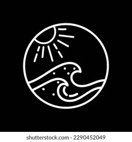 Vector flat illustration surfing theme badge design. For t-shirt prints  posters  stickers and other uses.