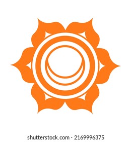 Vector flat illustration of Swadhisthana chakra isolated on white background.