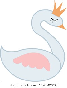 Vector flat illustration of a swan on a white background, isolated.