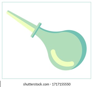 Vector flat illustration with a syringe ball, medicine silicone dropper. Stylized drawing for your web site design, logo, app, UI. Isolated stock illustration on white background.