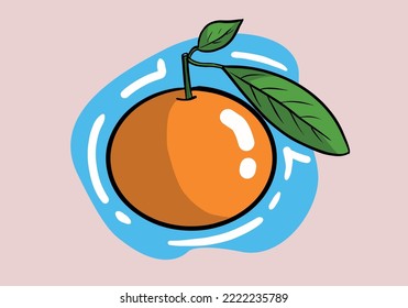 Vector flat illustration of a tangerine. Tropical healthy tasty citrus fruit icon. Sweet mandarin symbol isolated on background.