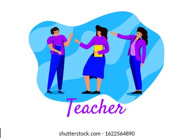 vector flat illustration teachers gathered to discuss something. can be used for web blog presentation animation banner poster motion graphic landing page promotion marketing education. 
