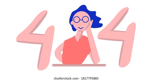 vector flat illustration. text 404 with disappointed man vector illustration.