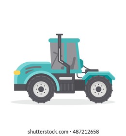 Vector flat illustration of tractors. Agricultural machinery. Cab tractor.