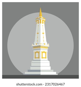 Vector flat illustration of Tugu Jogja the Iconic Landmark of Yogyakarta. central Java, Indonesia 