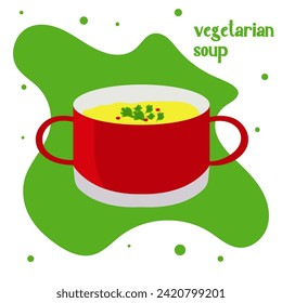 
Vector flat illustration of veggie soup.