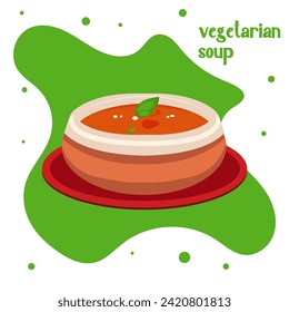 Vector flat illustration of veggie soup.